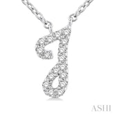 1/20 ctw Initial 'J' Round cut Diamond Pendant With Chain in 10K White Gold